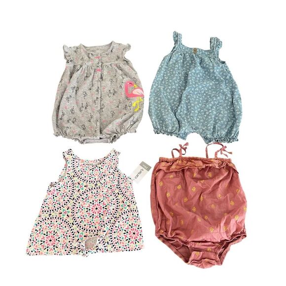 Carter’s Baby Girl Bundle Set 4PC Bubble Onesie Romper Top Summer 24M - Picture 1 of 7